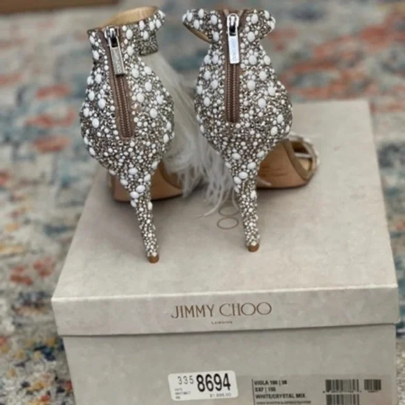 Jimmy Choo White/silver Viola 110 heels - Picture 4 of 8